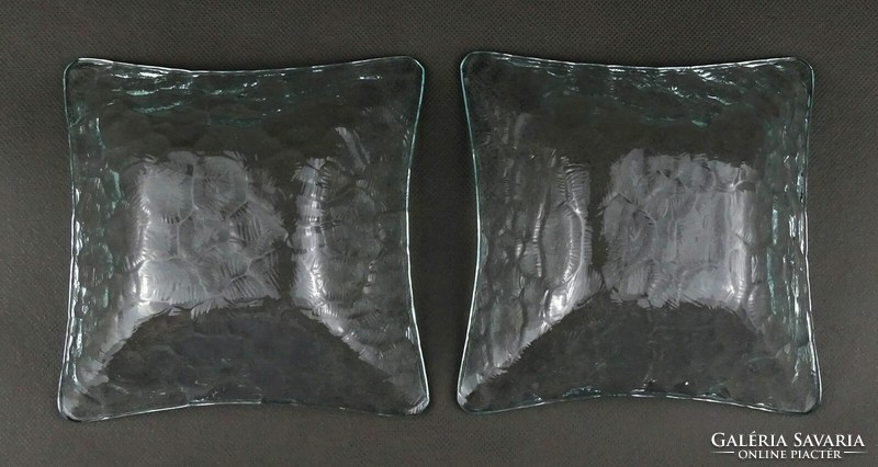 1Q987 Hibátlan üveg kínáló tál pár 14.5 cm