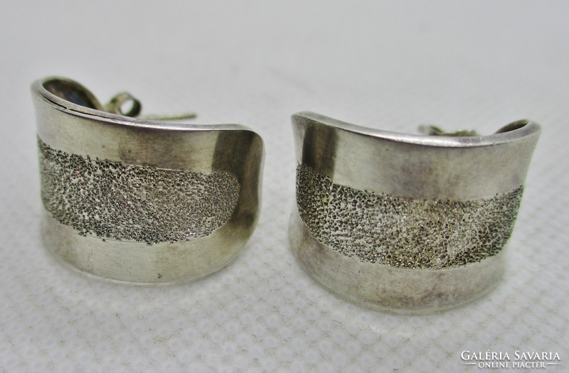 Beautiful old wide handmade silver earrings