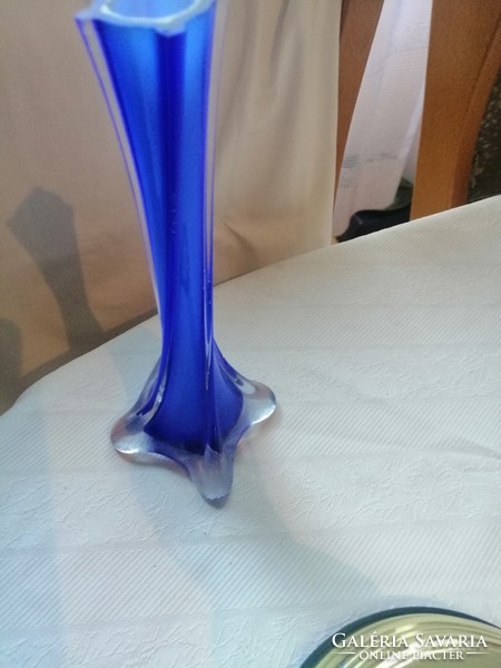 The blue vase is beautiful