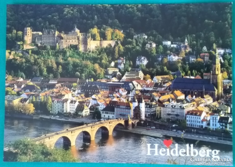 Németország, Heidelberg, kastély és óváros, postatiszta képeslap