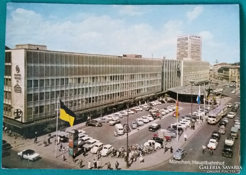 Germany, Munich, hauptbahnhof skyline, postcard