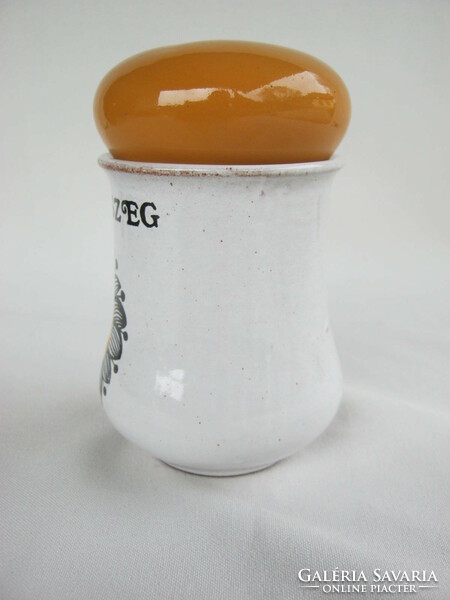 Városlődi majolika napraforgó mintás fűszertartó szegfűszeg felirattal