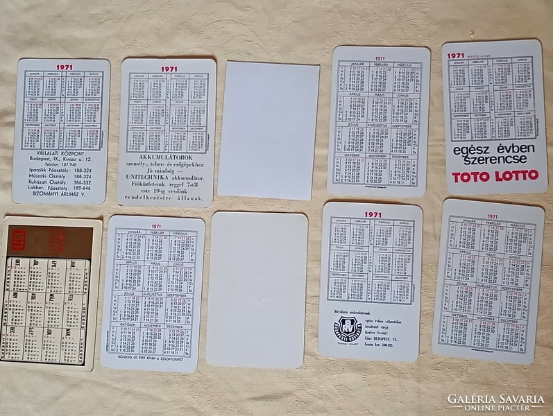 Kártyanaptár 1971-12 egyben