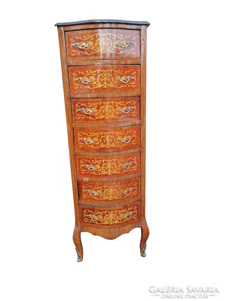 Inlaid 7-drawer chest of drawers with copper applications