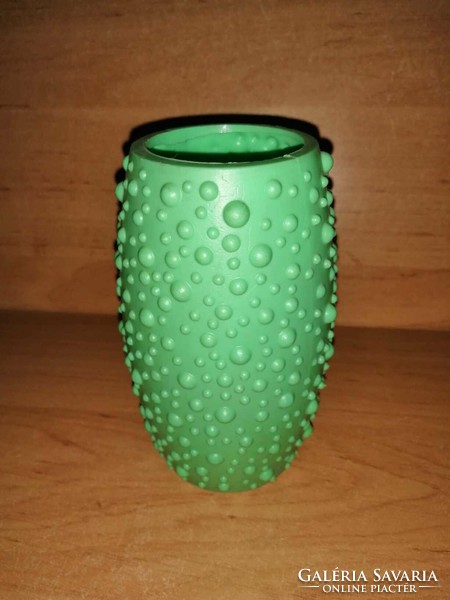 Retro buborékos zöld műanyag váza 1970-es évek - 12,5 cm (18/d)