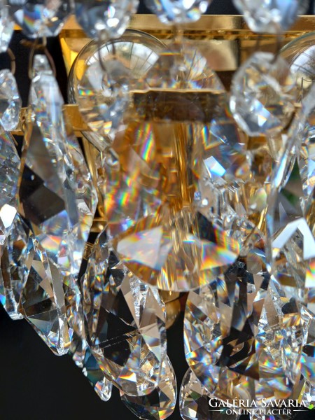 Pair of vintage mid century crystal wall lamps