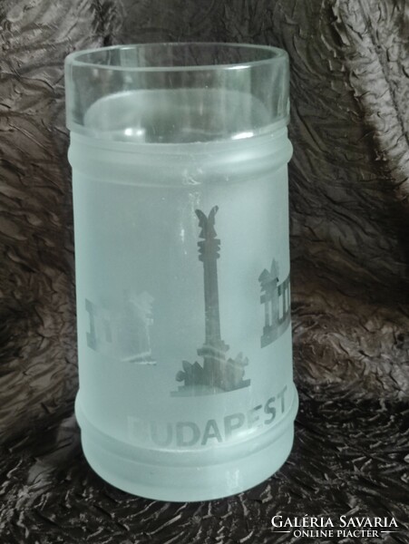Budapest heroes square acid mart engraved glass jar with handle