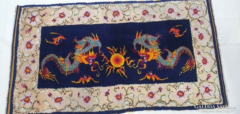 Mf Békésszentandras dragon pattern hand knot Persian carpet 95x172cm free courier