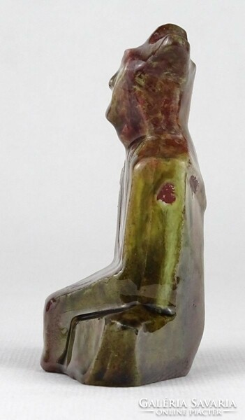 1Q346 Antik Komlós Testvérek jelzettel art deco ülő kerámia király figura