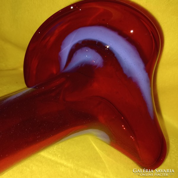 Beautiful, ruby-red, Murano glass vase. Table vase.