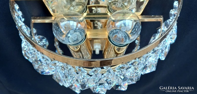 Pair of vintage mid century crystal wall lamps