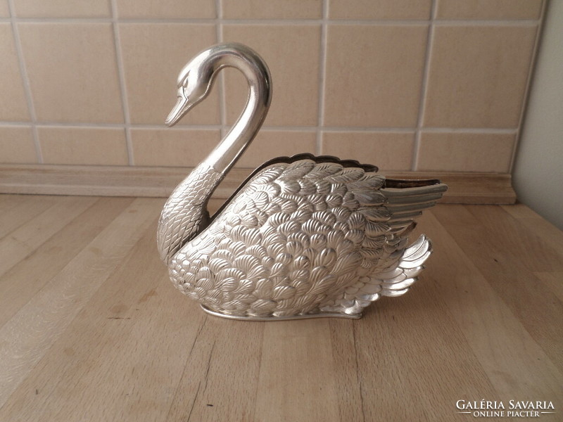 Retro Italian silver-plated swan-shaped napkin holder