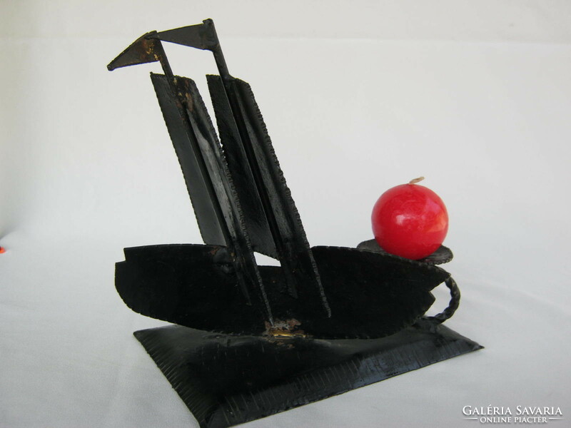 Sailing ship metal candle holder