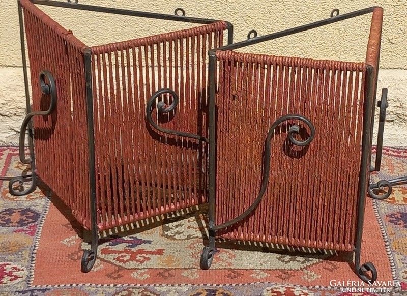 Pair of metal-rattan modular lamps, negotiable art deco design