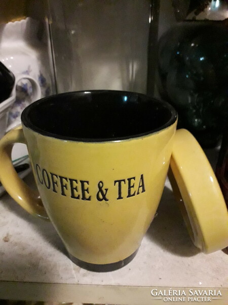 Ceramic coffee/tea mug with glazed lid, flawless 2.5dl.