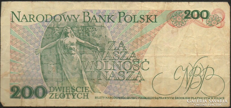 D - 225 -  Külföldi bankjegyek:  Lengyelország 1986  200 zloty