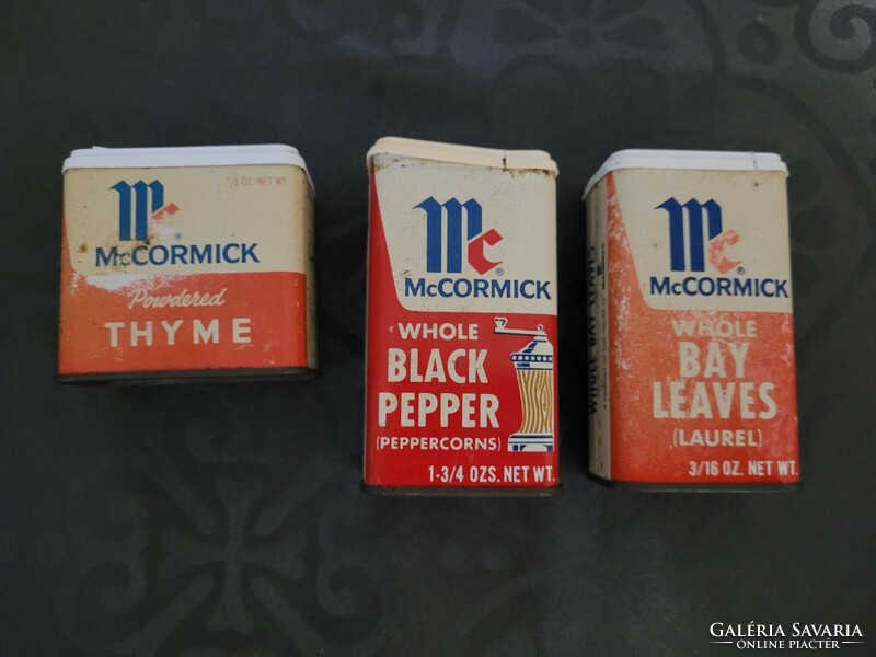 Mc cormick american vintage old metal spice boxes.