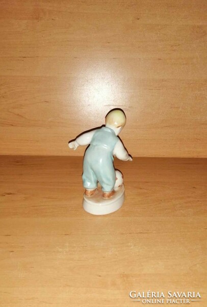 Zsolnay porcelán labdázó kisfiú figura (po-3)