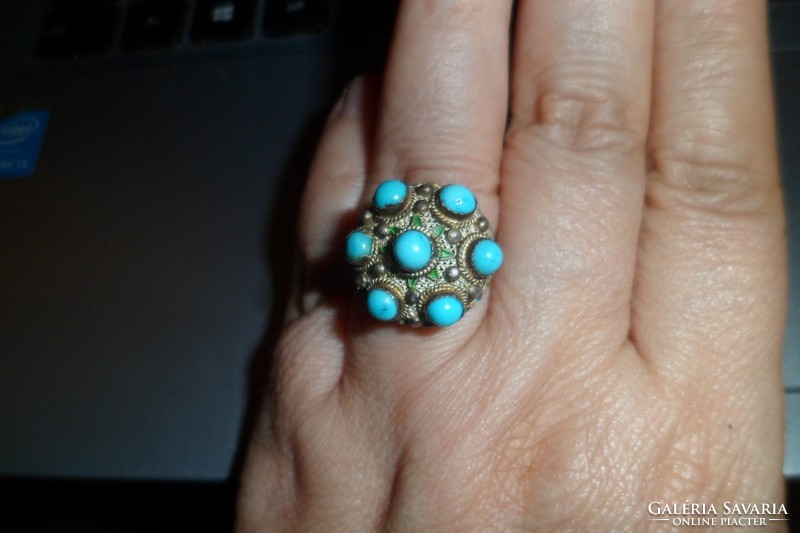 Old silver ring / turquoise