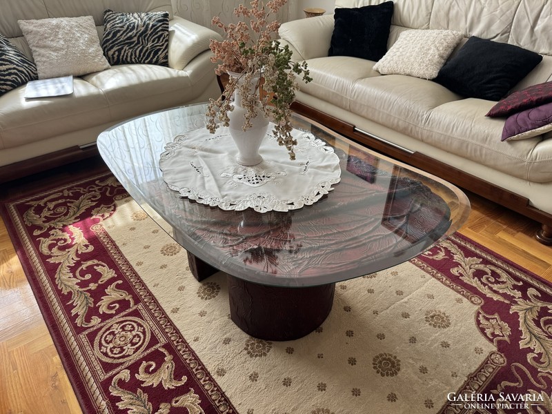 Leather-glass smoking table