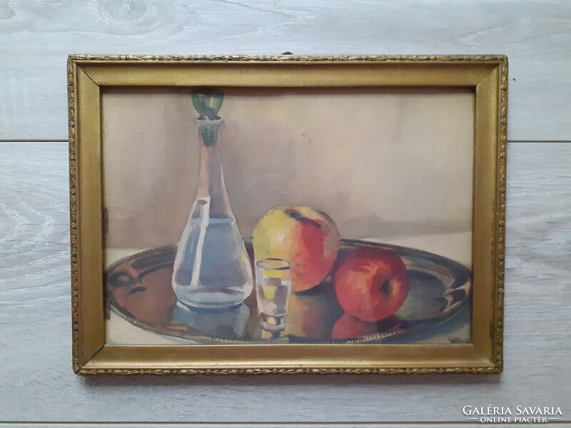 Still life in antique frame 39cm x 21cm József Stubnya