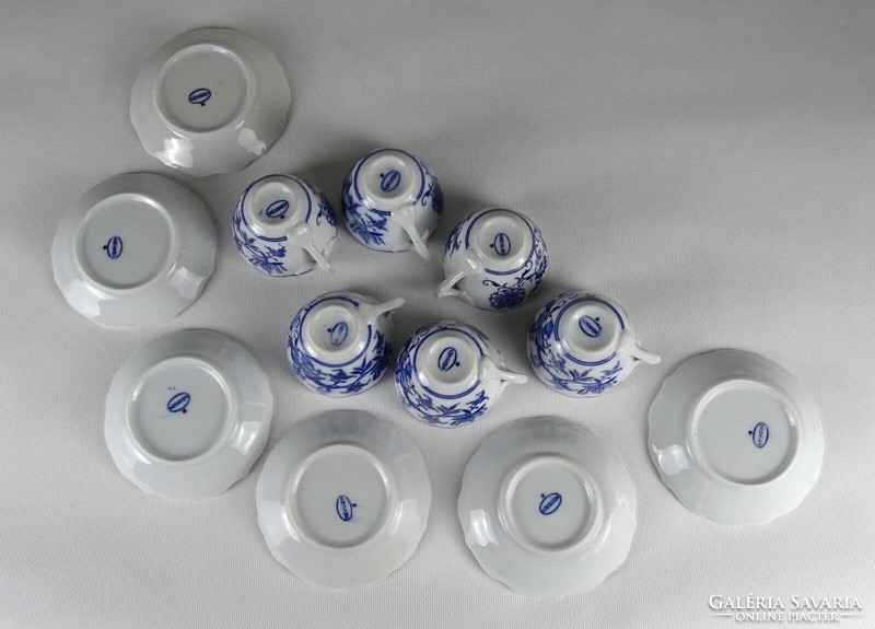 1Q291 six-piece blue and white porcelain coffee set with Meissen onion pattern