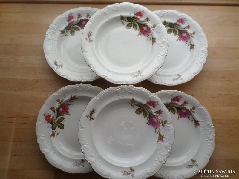 6 walbrzych Polish porcelain plates deep plate 24.5 cm