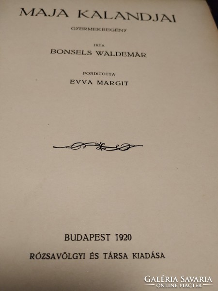 100 éves mesekönyv kifogástalan állapotban! Bonsels: Maja kalandjai 1920