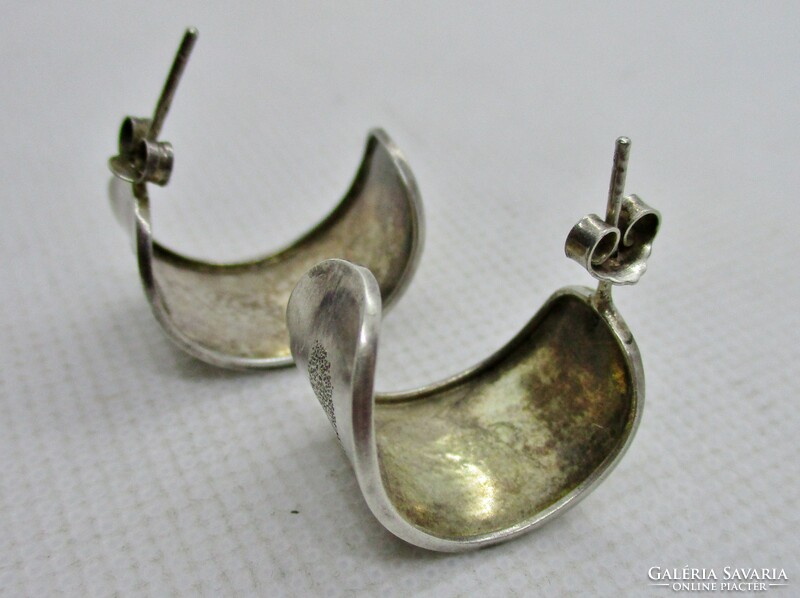 Beautiful old wide handmade silver earrings