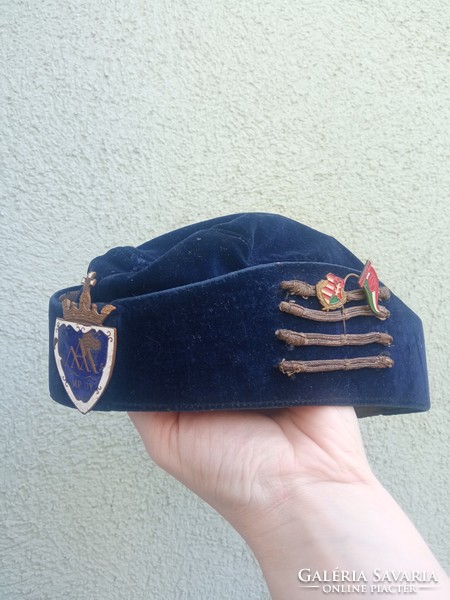 School cap, fog-cutter/pilotka style - with badges - blue velvet