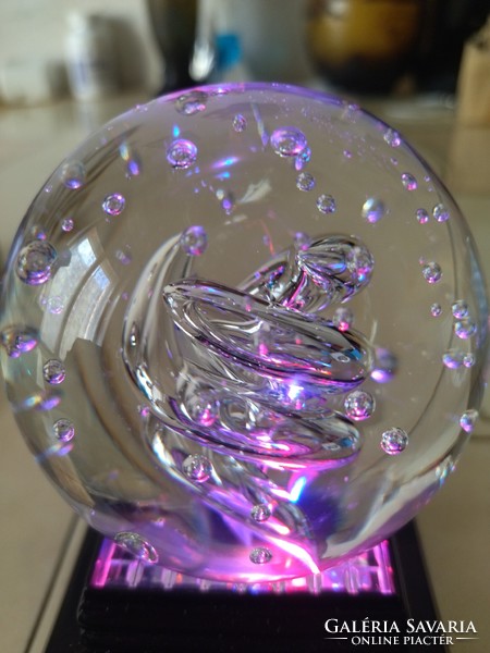 Beautiful heavy patterned lead crystal ball ornament, paperweight