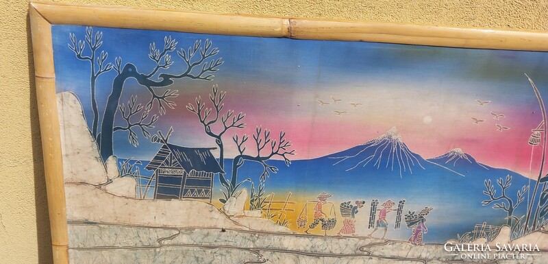 Hatalmas 150 cm selyem bambusz festett kép ALKUDHATÓ design