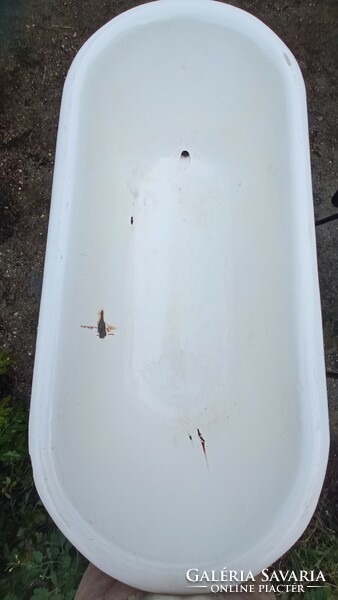 2 enamel baby bathtubs - one lampart and one stone mine - for sale together with a stand