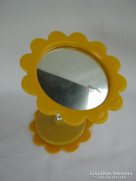 Retro állítható műanyag keretes kettes tükör sminktükör piperetükör virág napraforgó