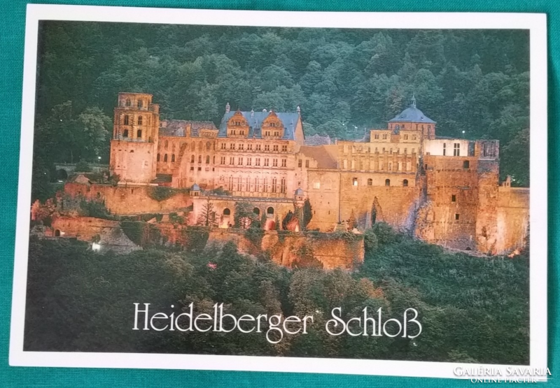 Germany, Heidelberg castle with the landscape, postmarked postcard