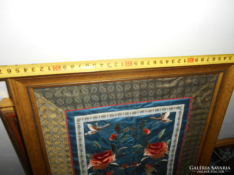 Chinese silk embroidery framed 71 cm x 38 cm