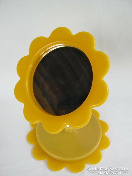 Retro állítható műanyag keretes kettes tükör sminktükör piperetükör virág napraforgó