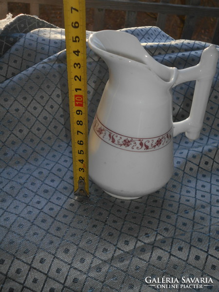 Antique - thick heavy coffee house porcelain jug - with picturesque serial number