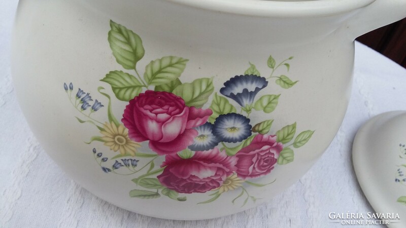 Bohmann ceramic soup bowl, flower pattern, heat resistant, can be used in the oven, microwave, and freezer