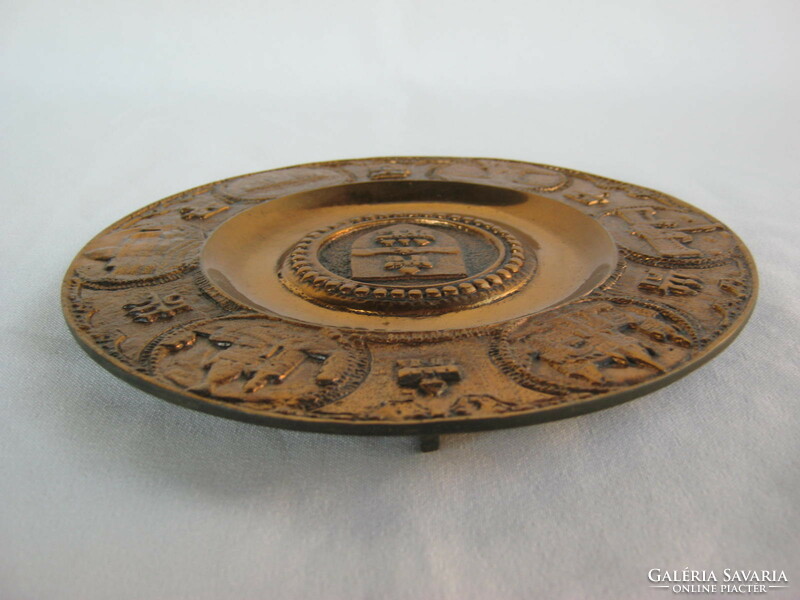 Copper or bronze wall decoration bowl with Budapest buildings