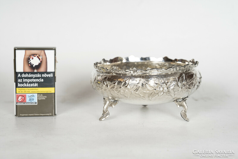 Silver bowl with floral decor