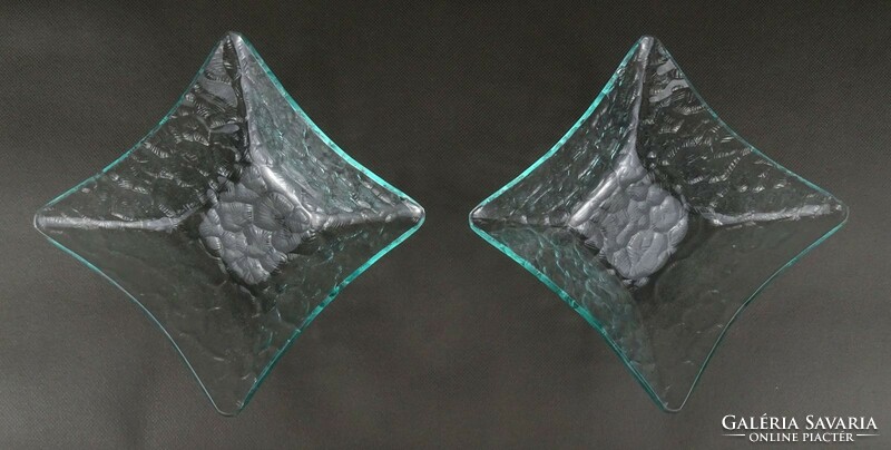 1Q987 Hibátlan üveg kínáló tál pár 14.5 cm