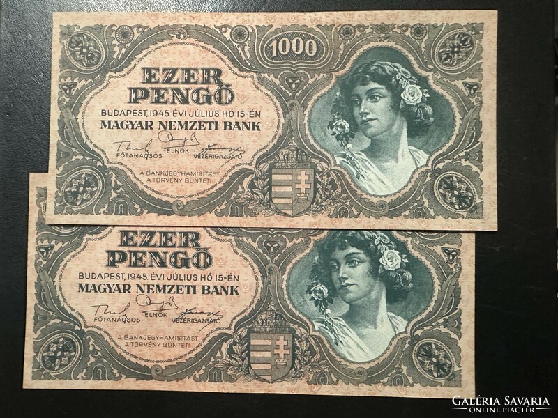 1000 Pengő 1945. 2 Serial number followers!! Ouch!!