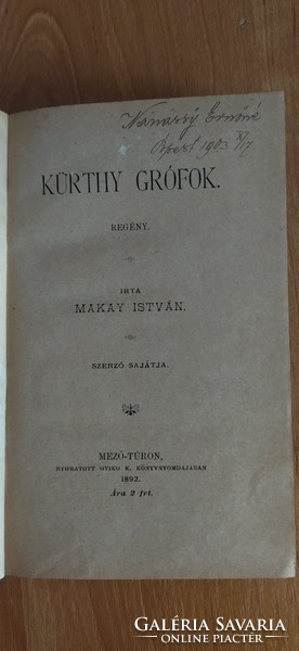 István Makay - Counts of Kürthy 1892