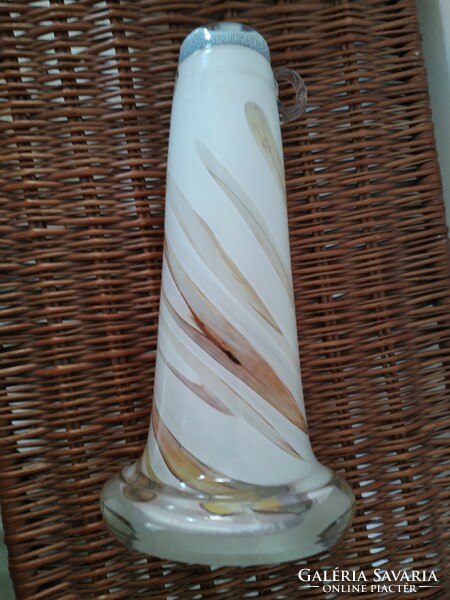 Murano-style, footed vase - enclosed in beige