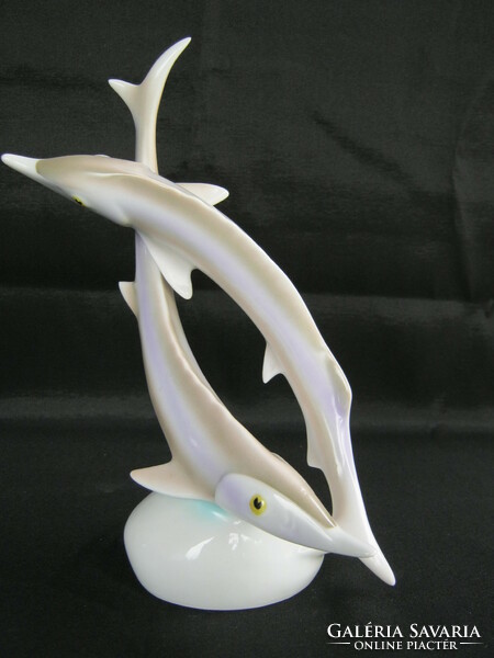 Hollóháza porcelain fish pair of fish visage 23 cm