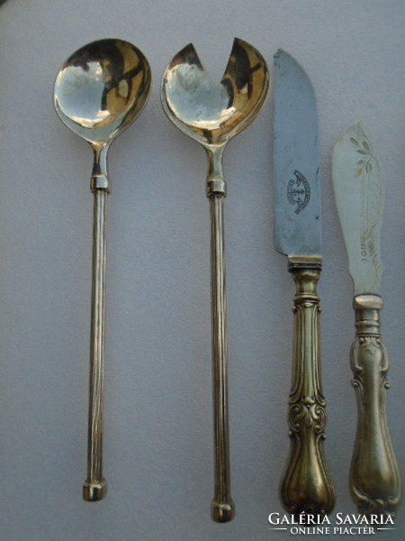 The dimensions of the six-piece antique serving set are in the photo