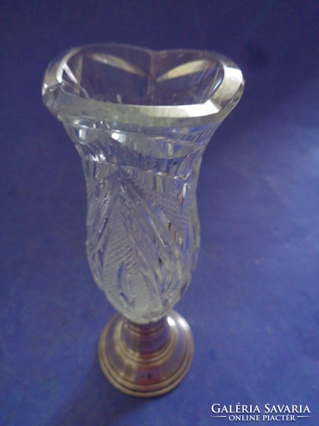 Crystal vase with silver base