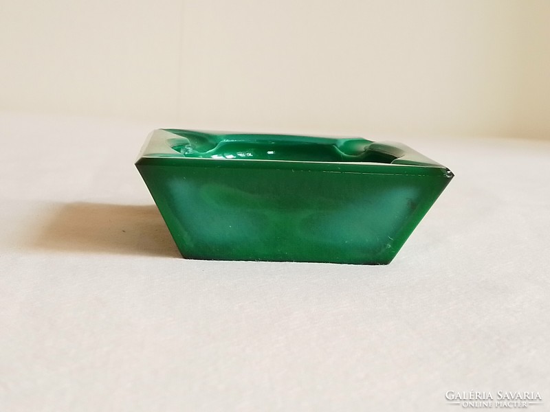 Antique old Czech green malachite glass small ashtray 6.6 cm