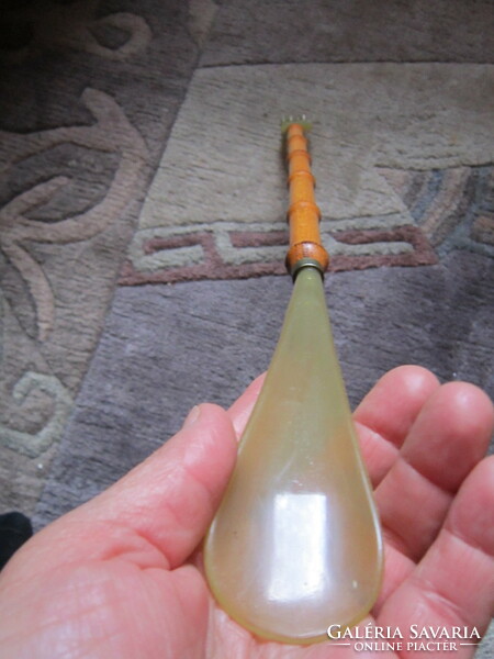 Shoe spoon with back scraper, bamboo handle